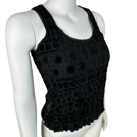 Y2K Alberto Makali Top Womens Medium Velvet Burnout Sleeveless Sheer Crinkle - Picture 5 of 5